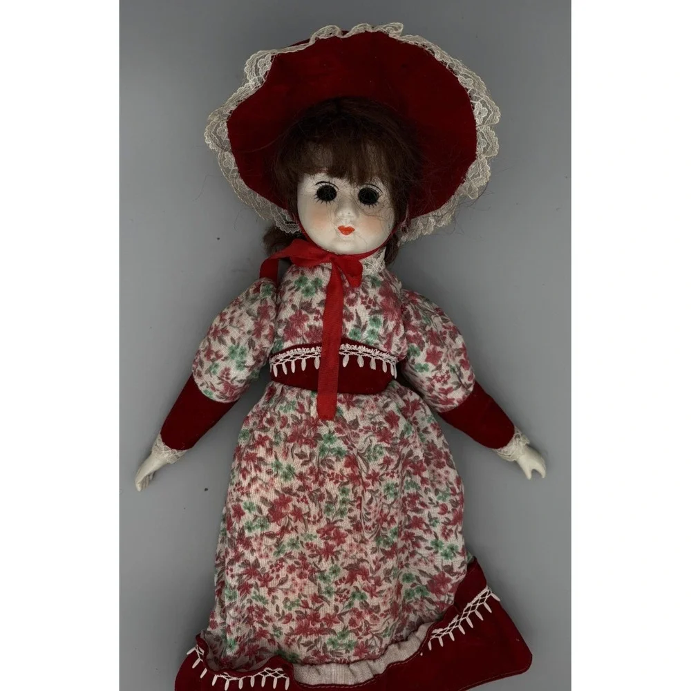 Vintage Creepy Bisque Porcelain Doll in‎ Dress 18